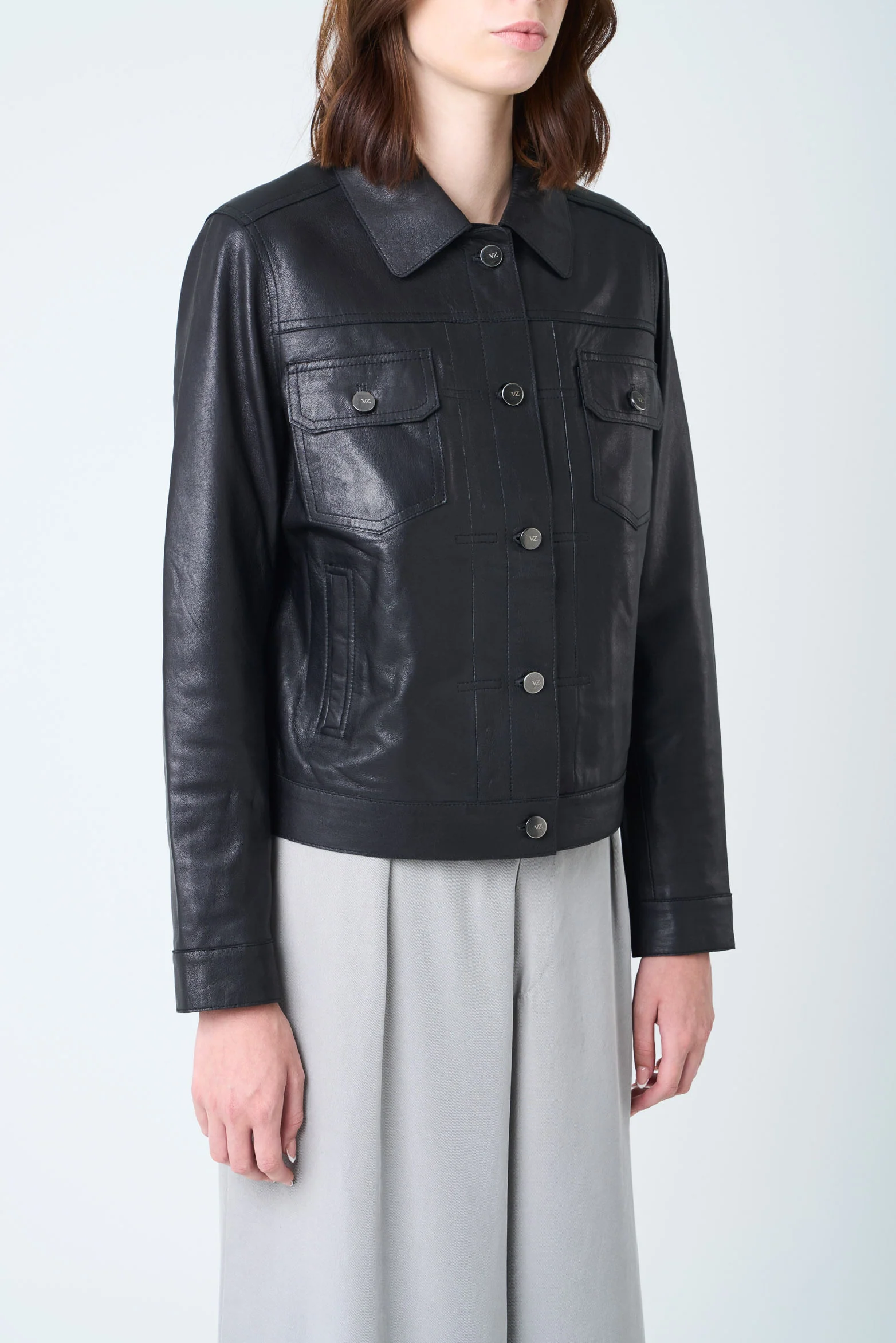 Women’s Kalaha Leather Jacket Trucker Silhouette - Image 5