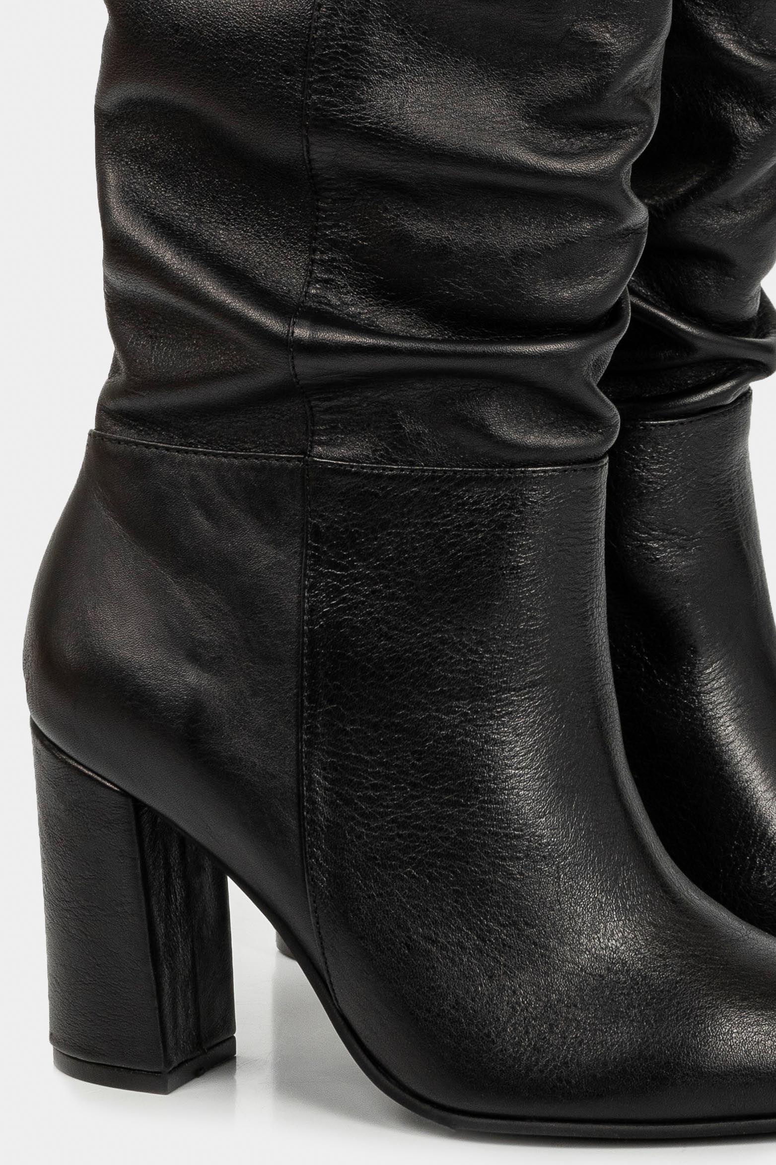 Women’s Kaskai Tall Leather Boots in Black with Pointed Toe - Image 5
