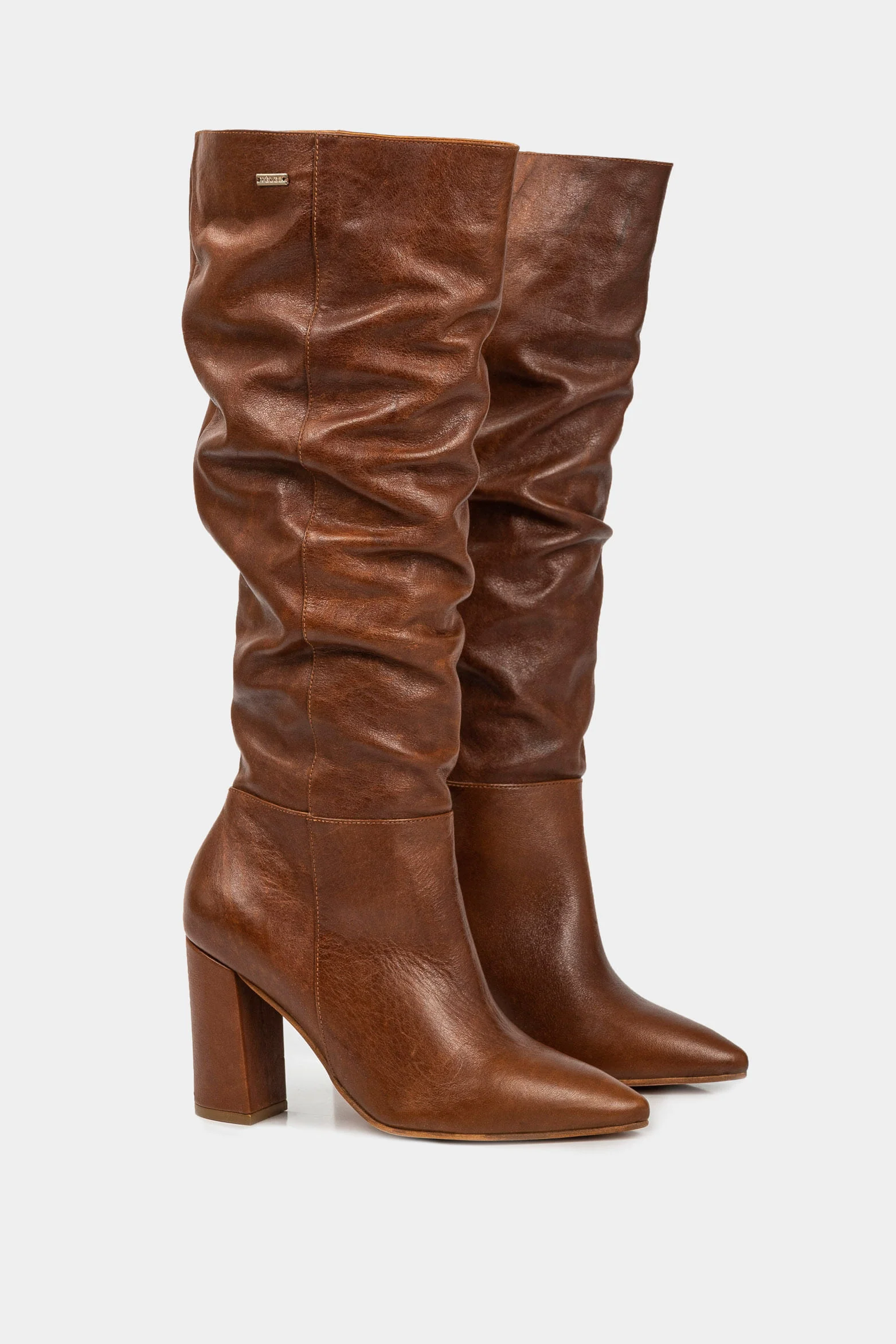 Women’s Kaskai Tall Leather Boots in Honey with Pointed Toe - Image 2