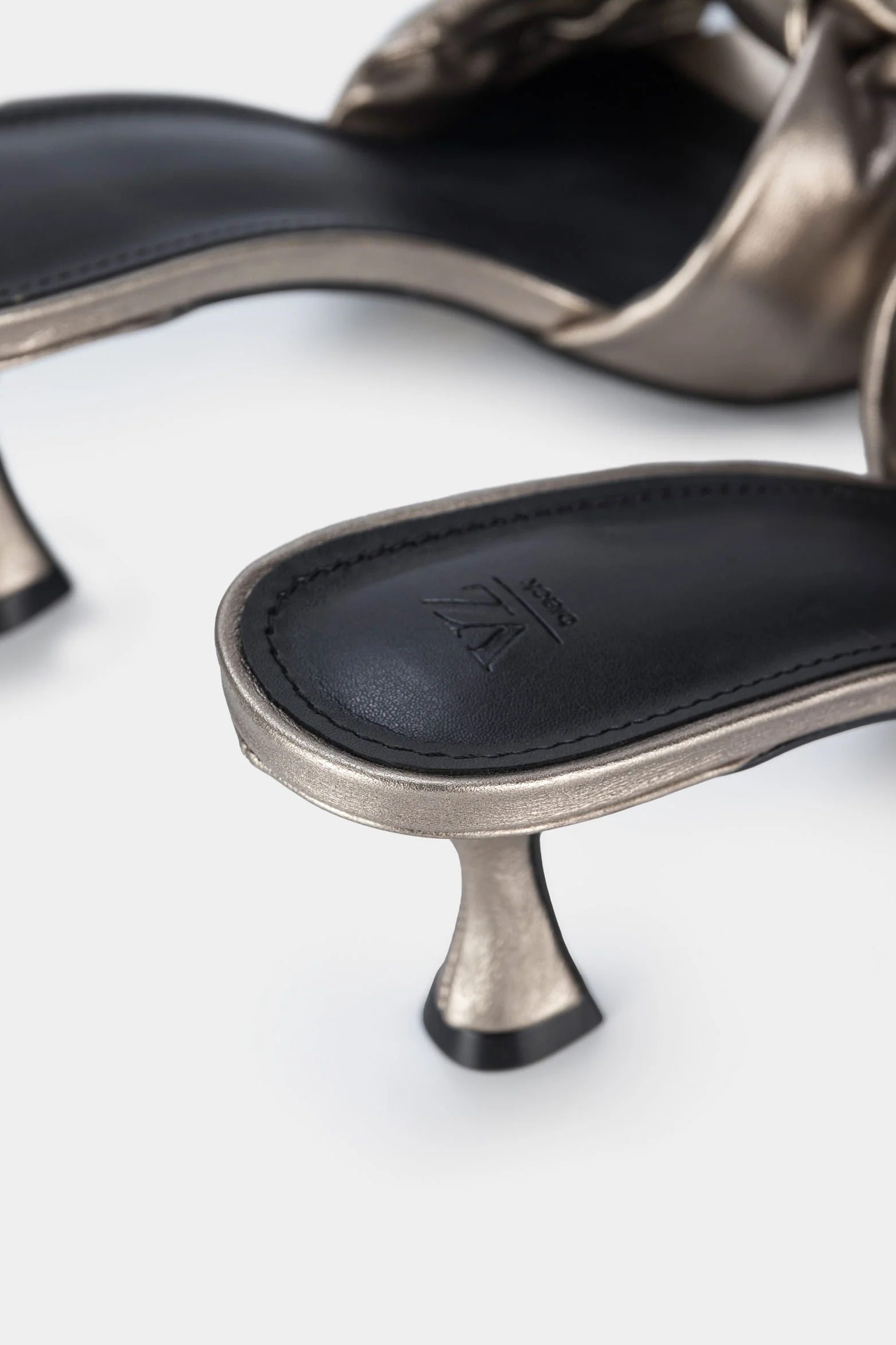 Women’s Milan Heeled Sandals in Graphite Leather with Knotted Upper - Image 5