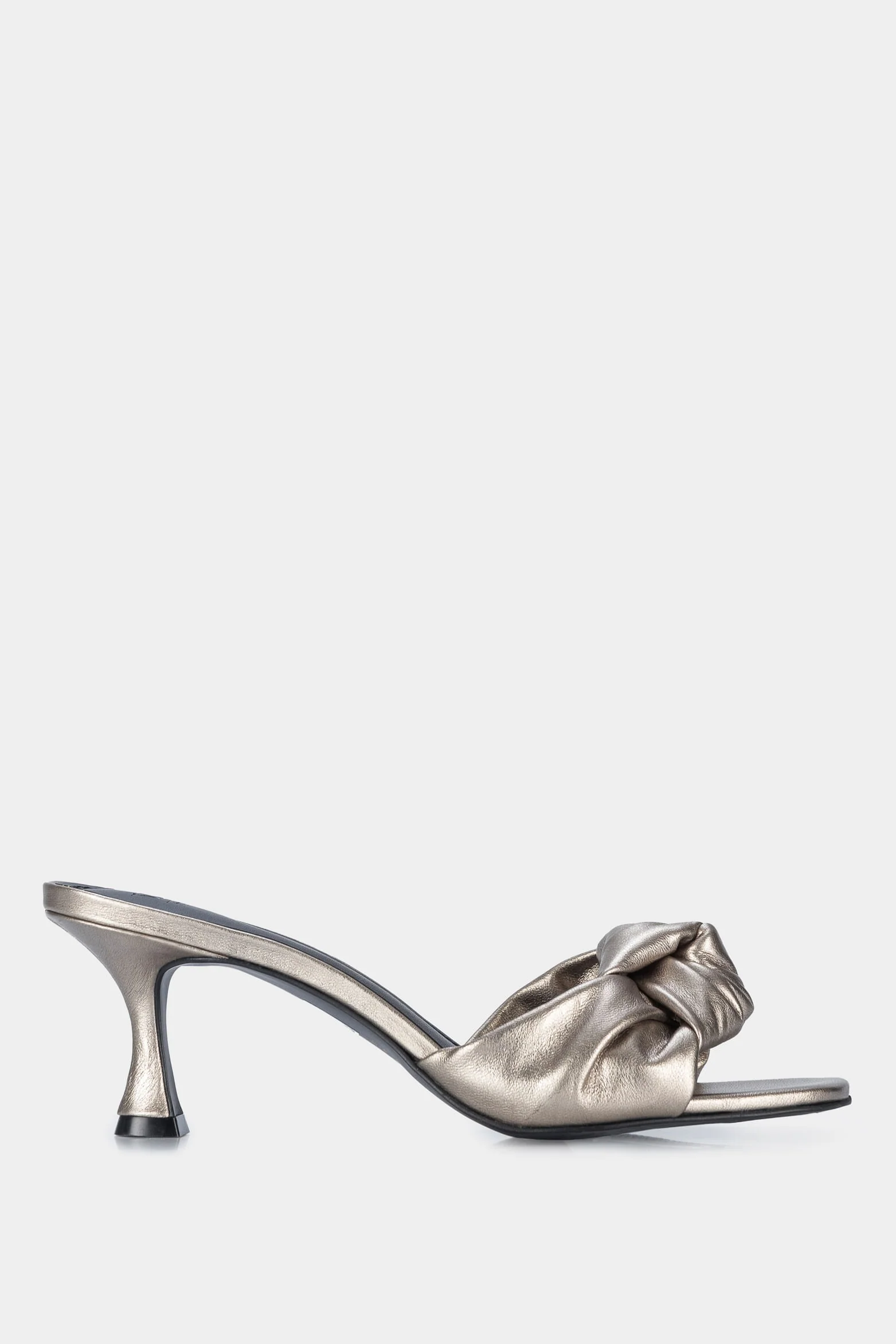 Women’s Milan Heeled Sandals in Graphite Leather with Knotted Upper - Image 7