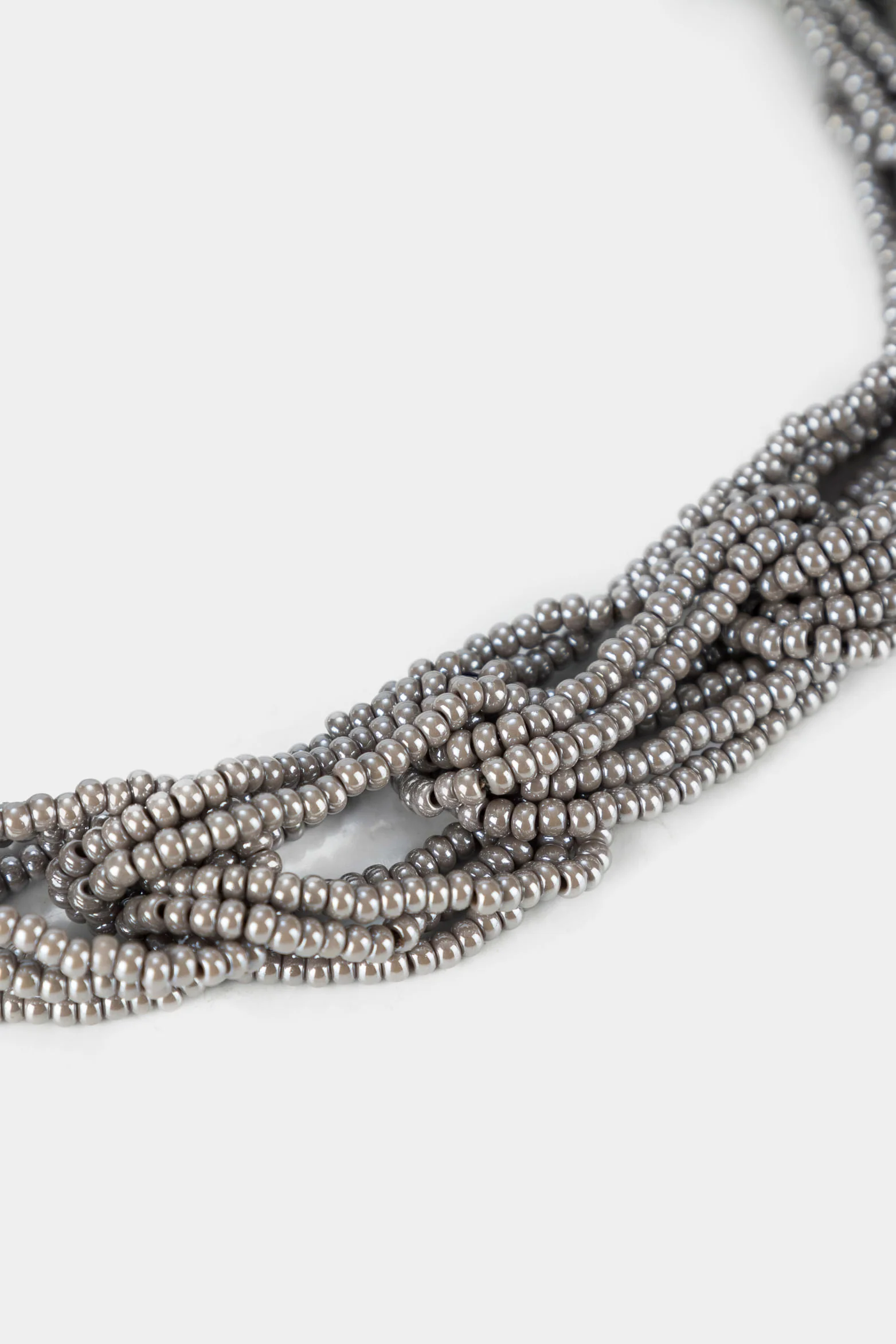 Women’s Milan Necklace in Graphite with Intertwined Beaded Strands in Link Formation - Image 2