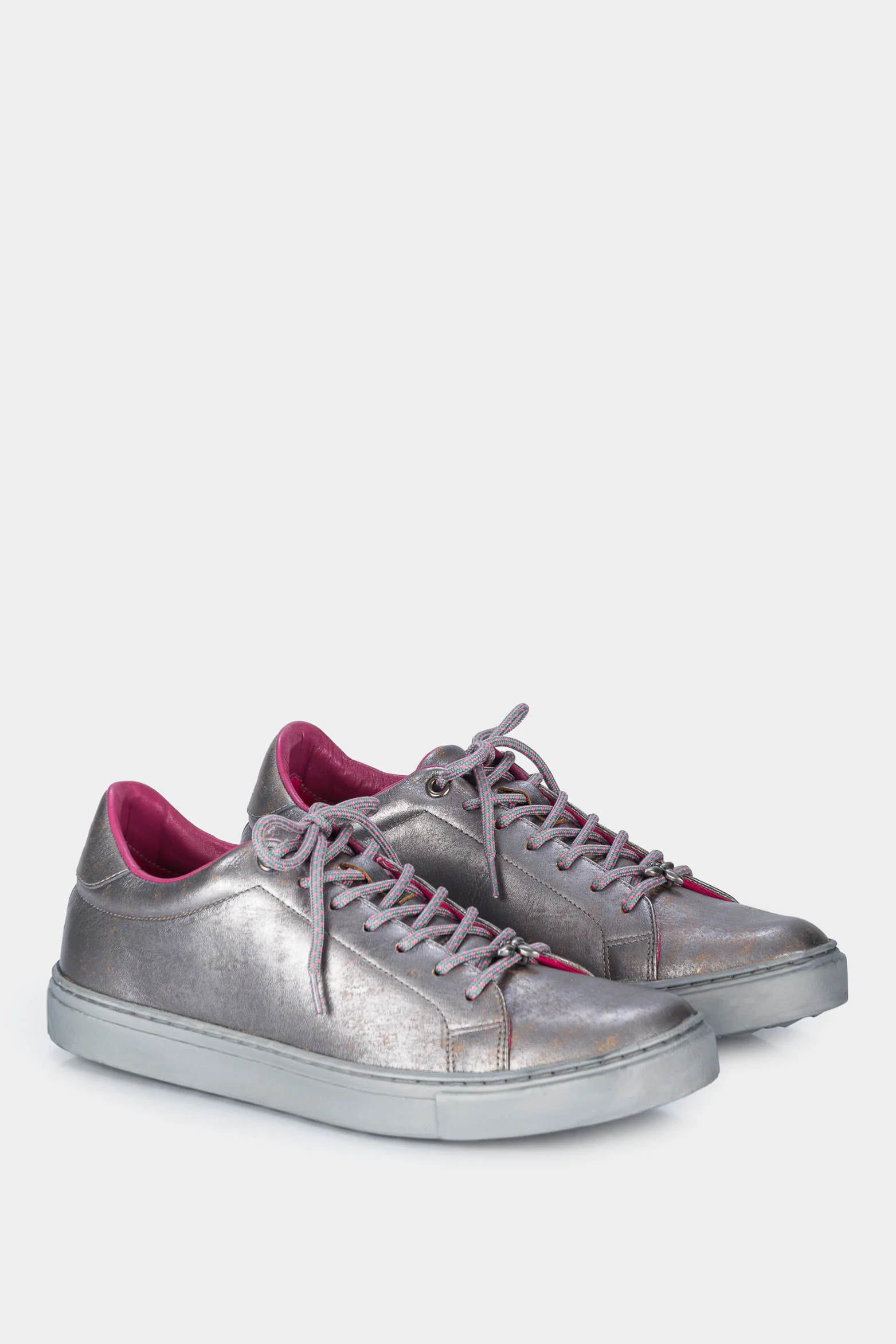 Women’s Oda Sneakers in Gunmetal Gray Metallized Leather - Image 2