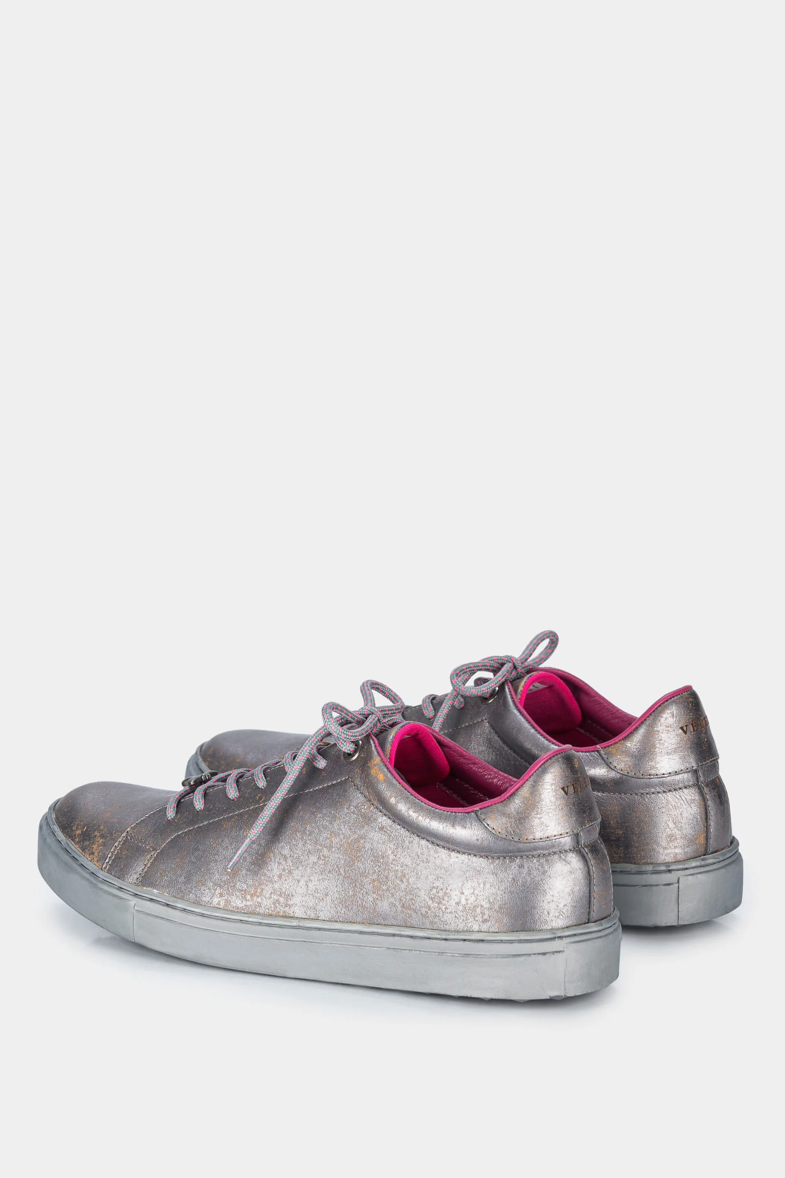 Women’s Oda Sneakers in Gunmetal Gray Metallized Leather - Image 3