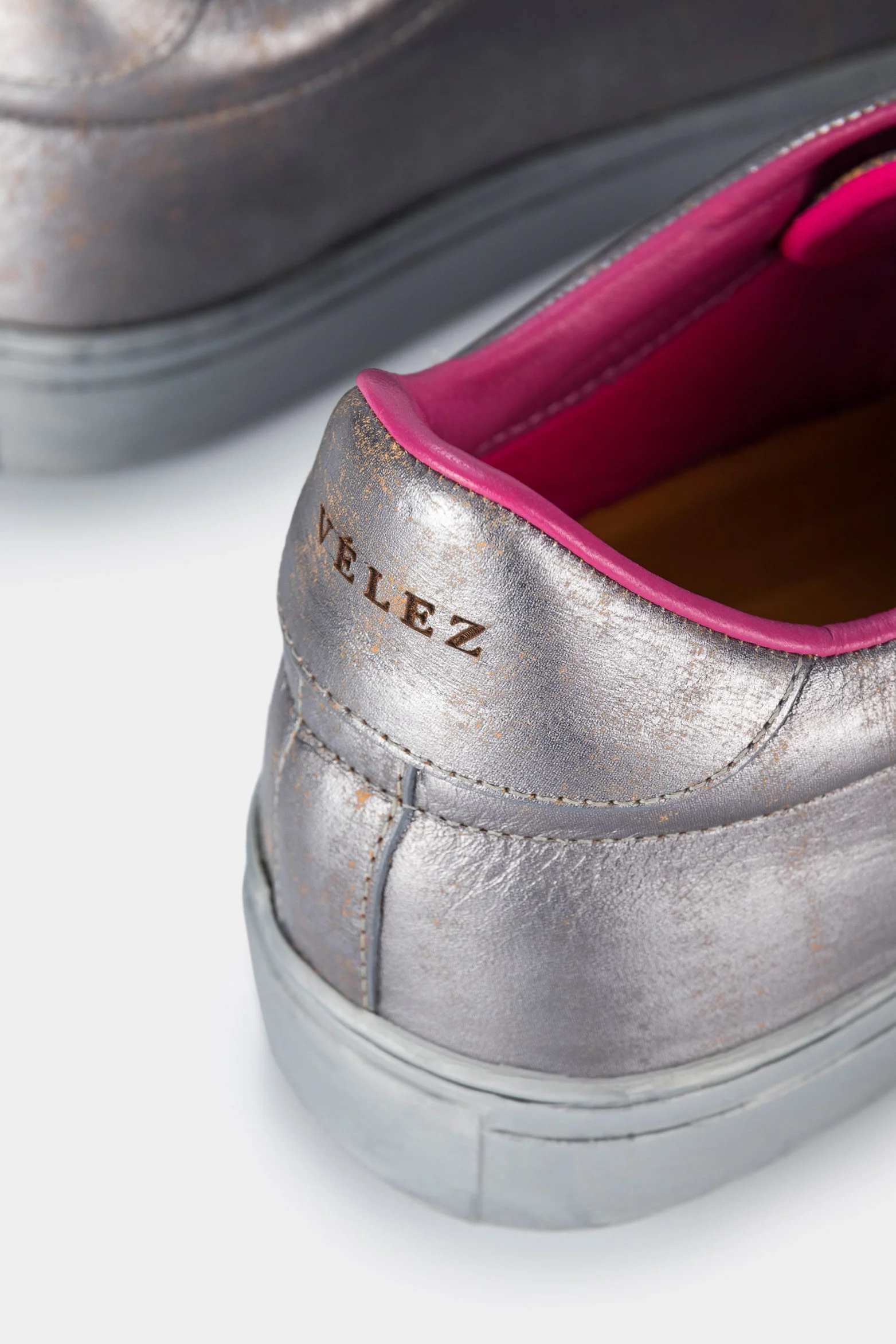 Women’s Oda Sneakers in Gunmetal Gray Metallized Leather - Image 5