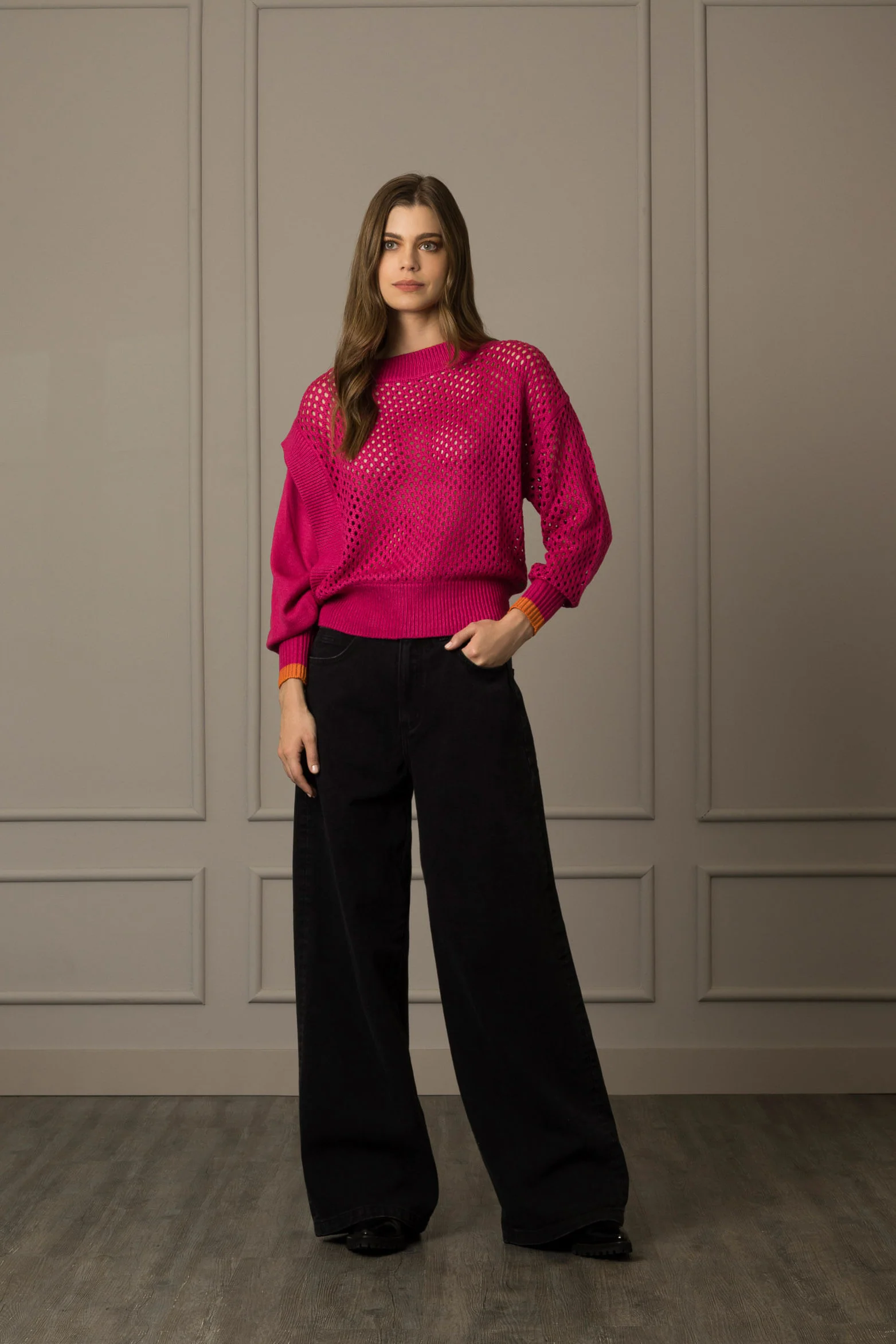 Women’s Plum Mesh Sweater