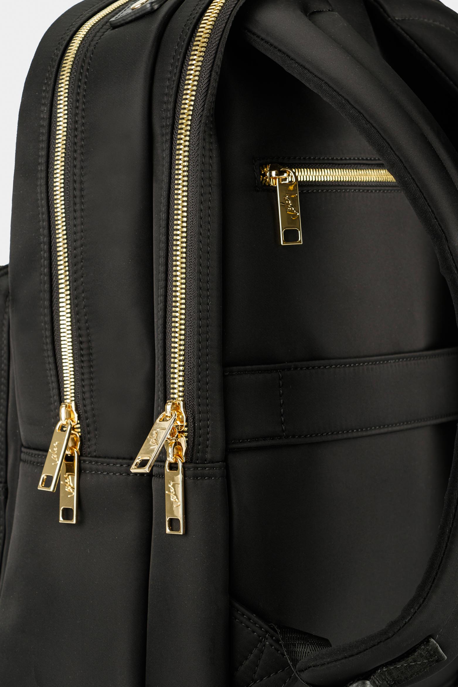 Women’s Purple Backpack in Black Canvas with Leather Details and Padded Straps - Image 6