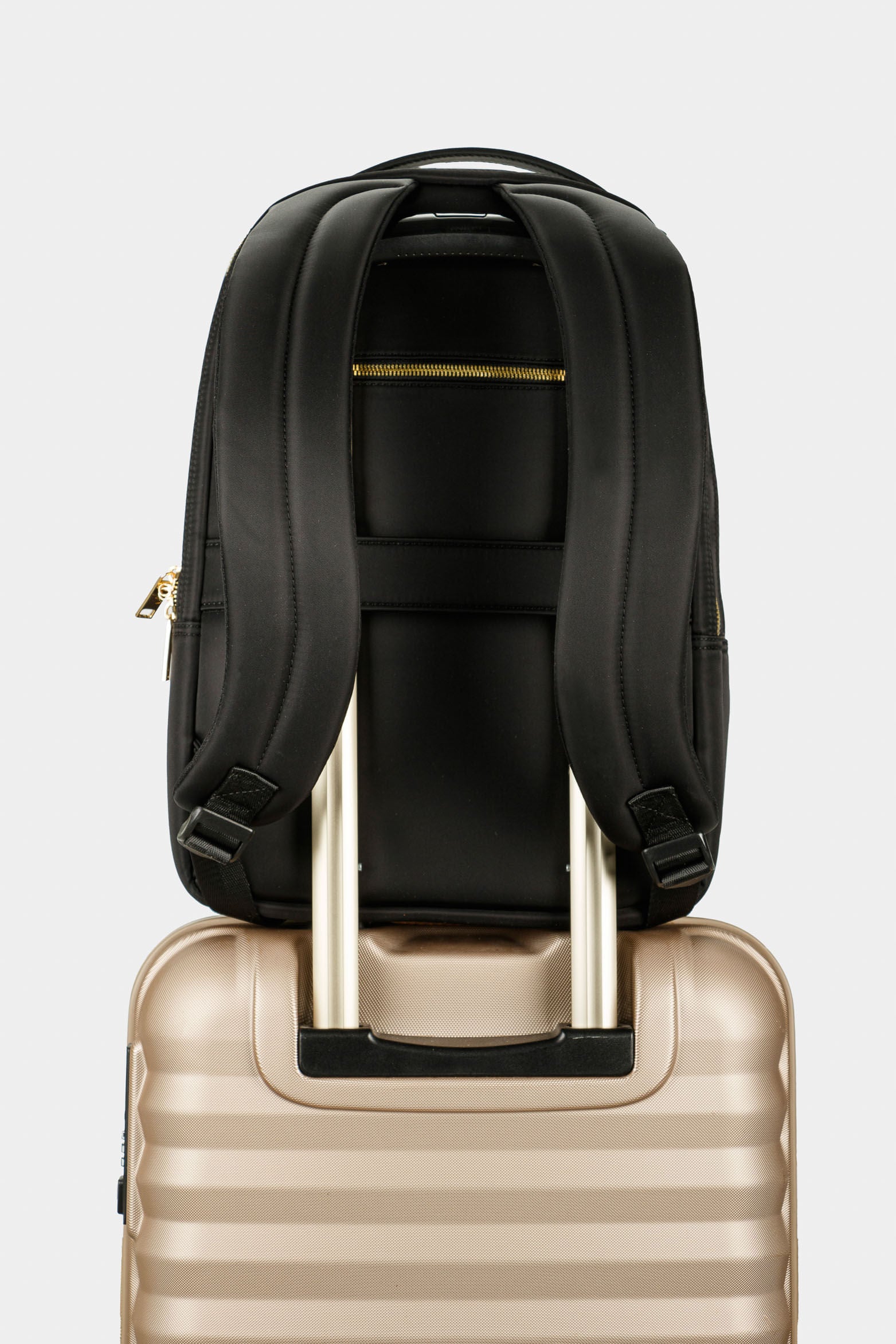 Women’s Purple Backpack in Black Canvas with Leather Details and Padded Straps - Image 8