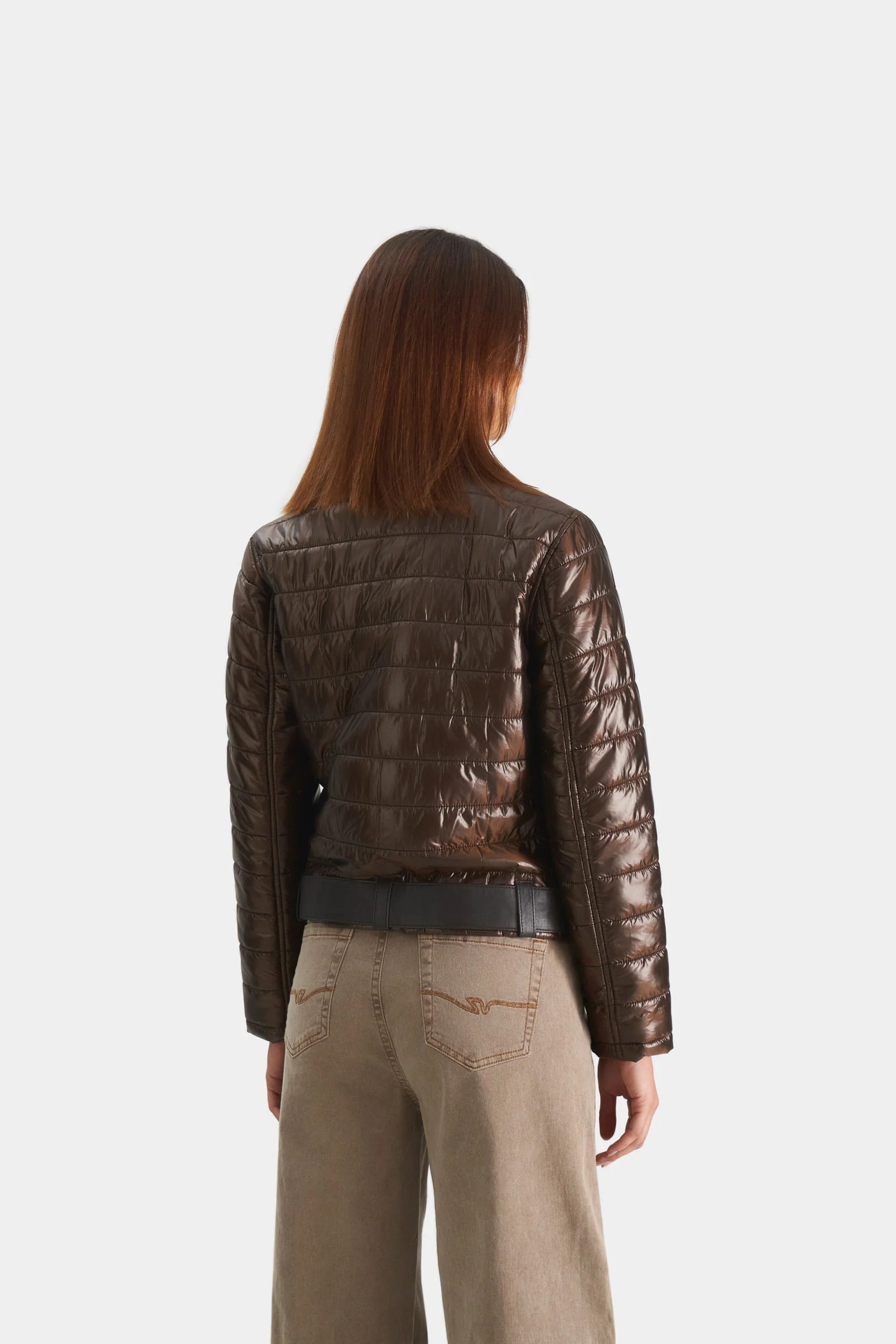 Women’s Soul Biker-Style Puffer Jacket in Leather - Image 9