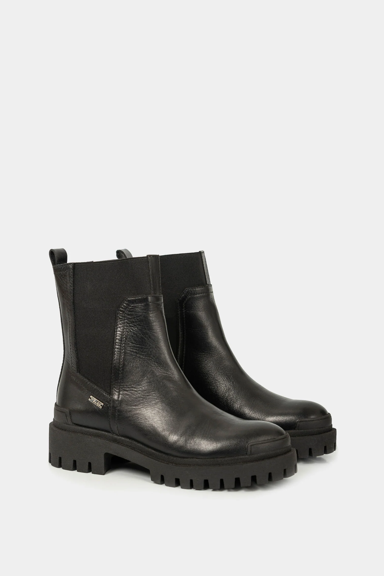 Women’s Storni Chunky Ankle Boots in Black Leather with Elastic Insert - Image 2