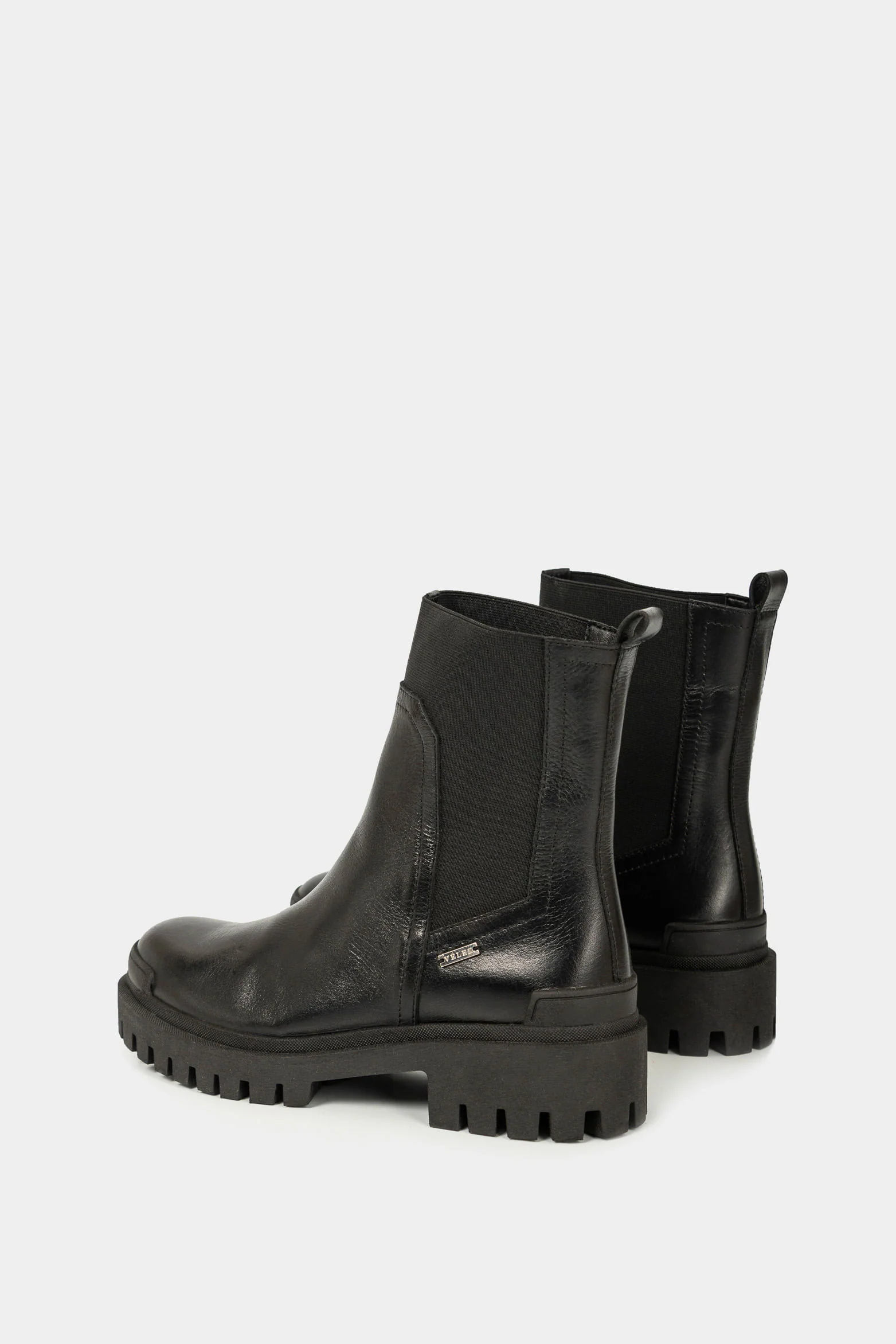 Women’s Storni Chunky Ankle Boots in Black Leather with Elastic Insert - Image 3