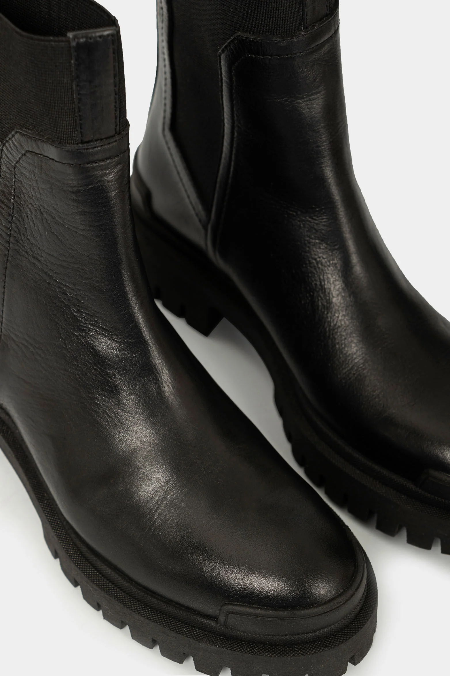 Women’s Storni Chunky Ankle Boots in Black Leather with Elastic Insert - Image 4