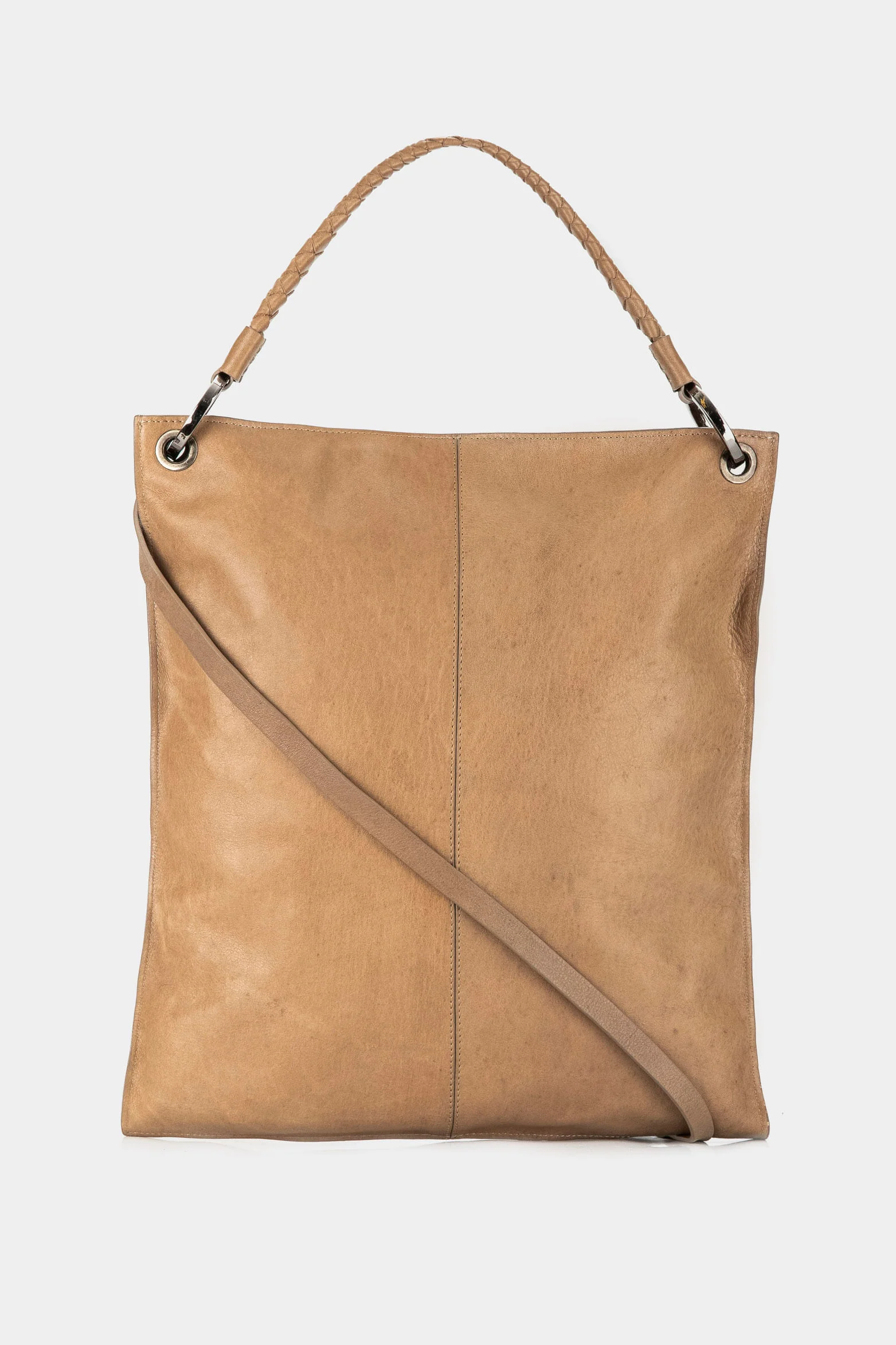 Women’s Strawberry Shopper Handbags in Sand Leather with Natural Shine - Image 3