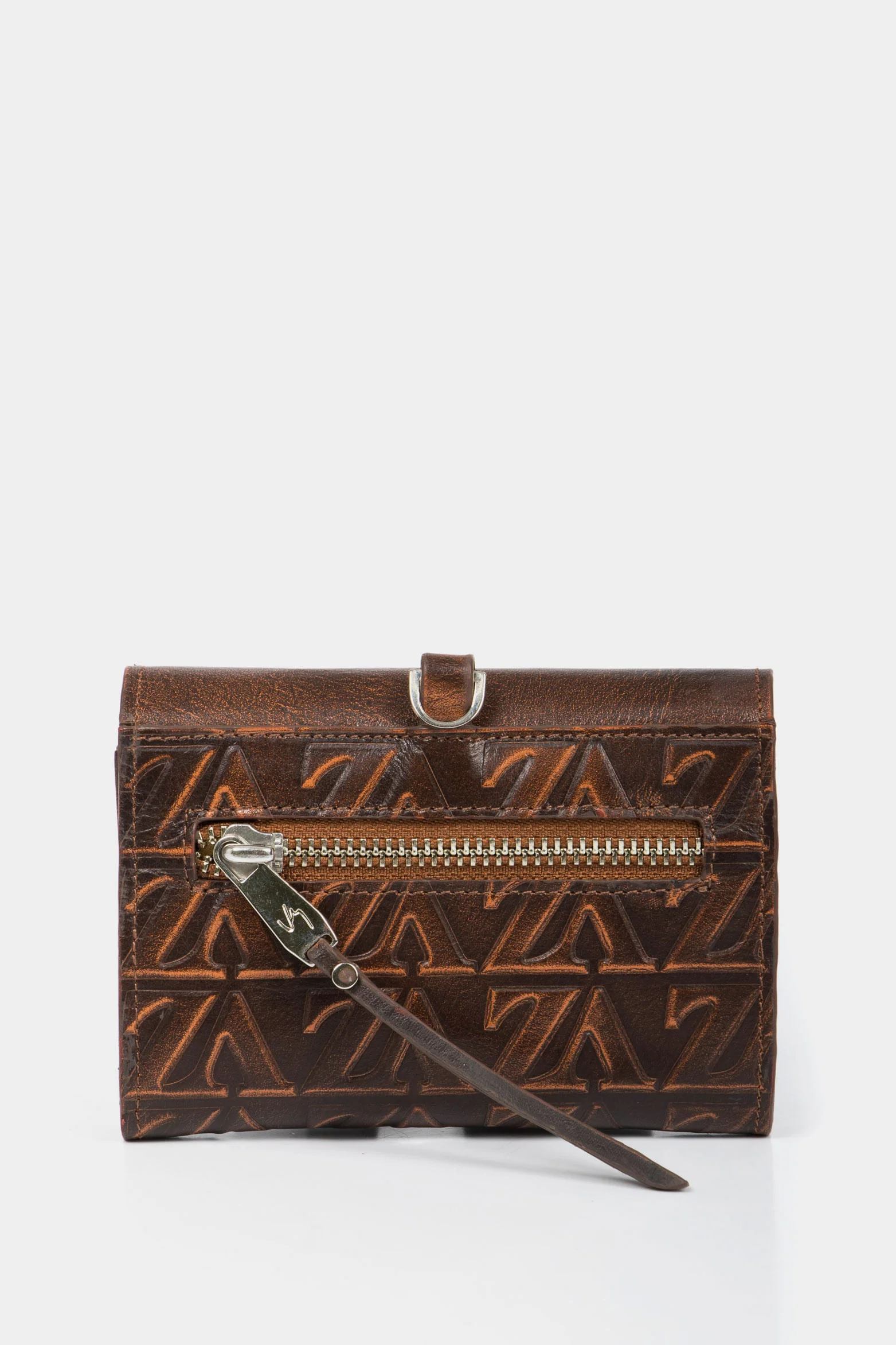 Women’s taupe VZ Monogram Embossed Leather Wallet in Honey - Image 3