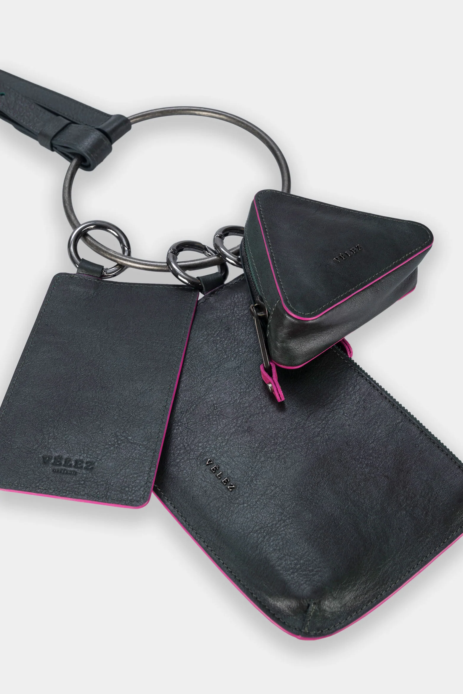 Women’s Three-Piece Raspberry Handheld Handbags in Leather - Image 3