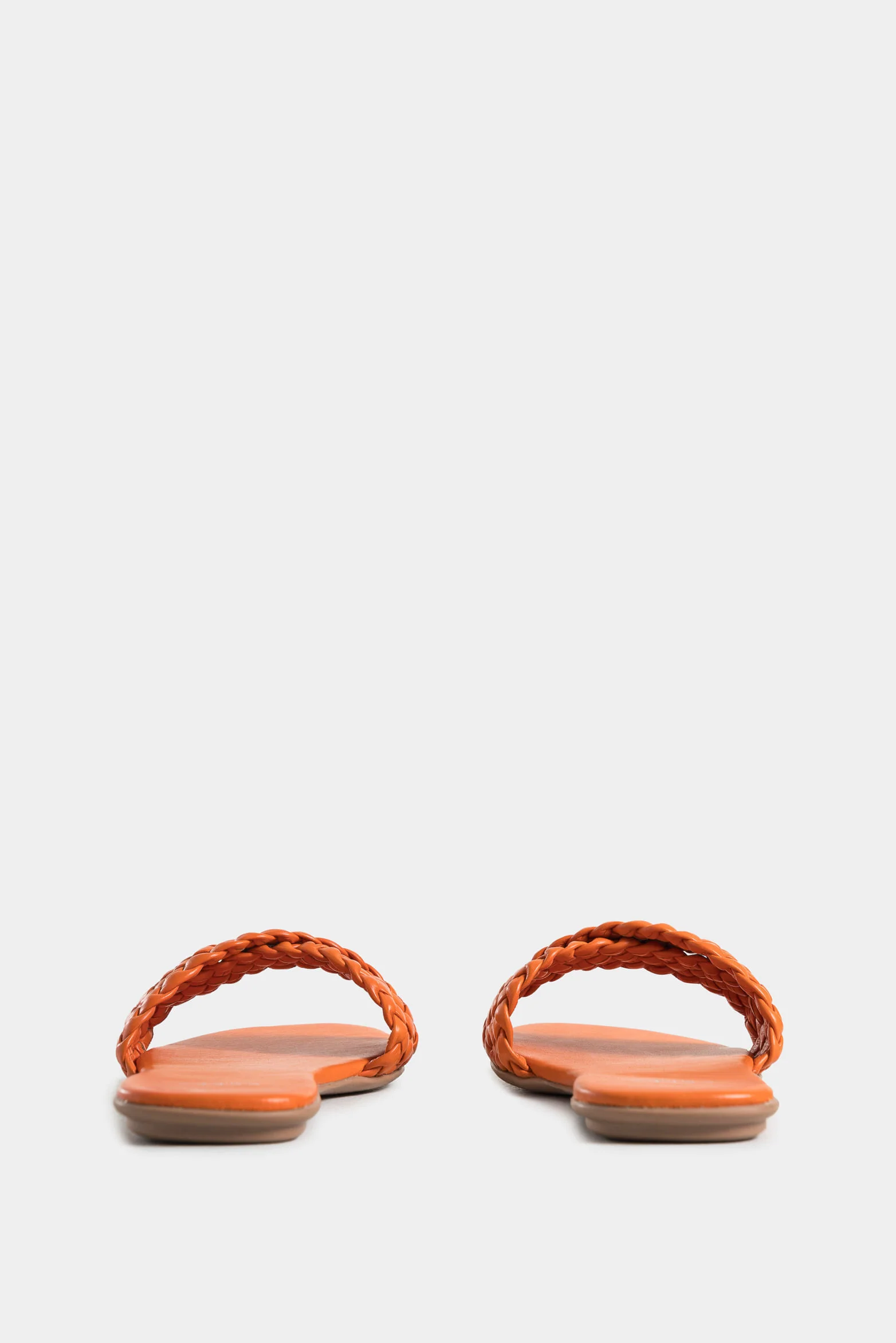 Women’s Venice Flat Sandals in Orange Leather with Braided Upper - Image 3