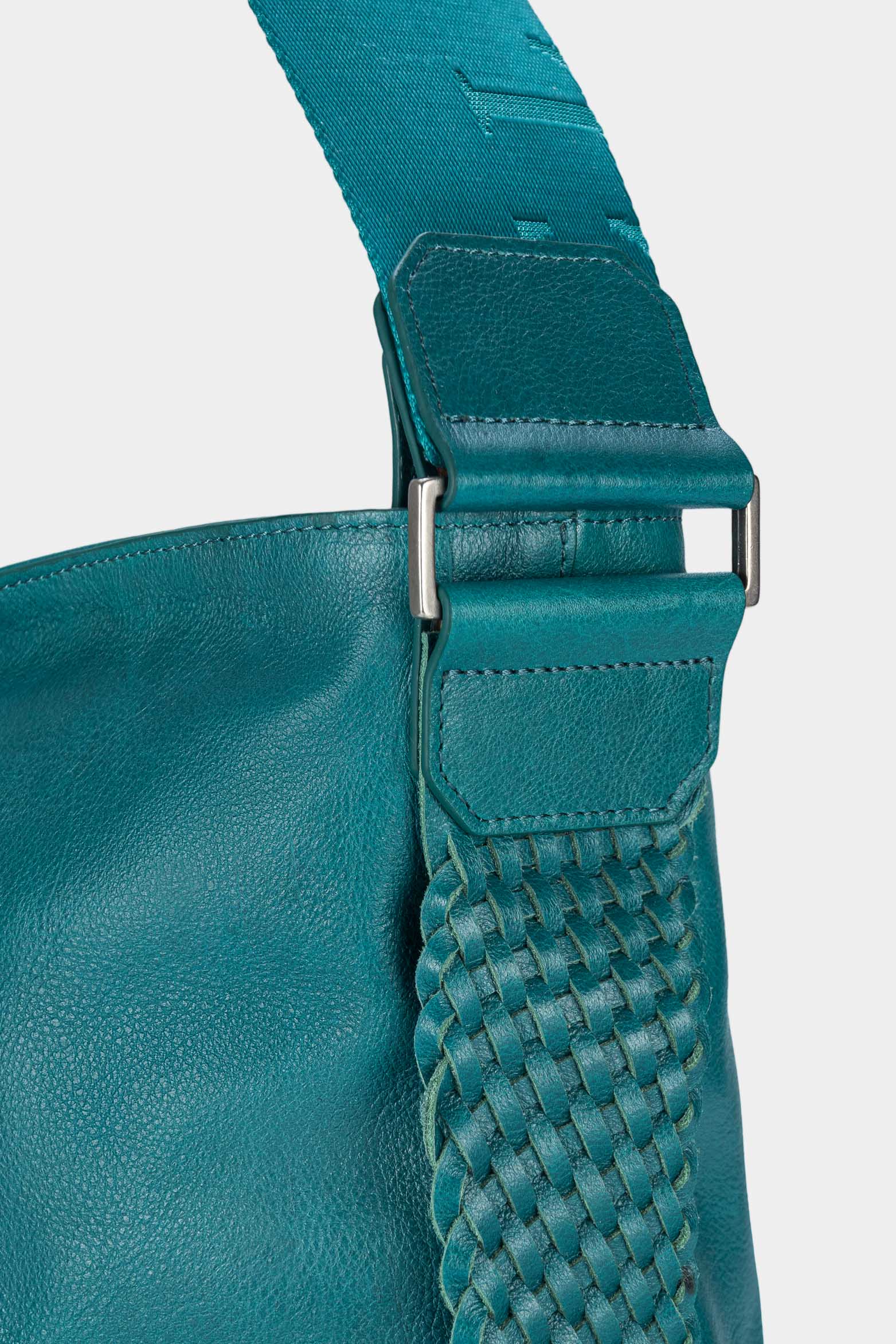 Women’s Venus Bowling Handbags in Semi-Shine Smooth Leather with Braided Detail - Image 5