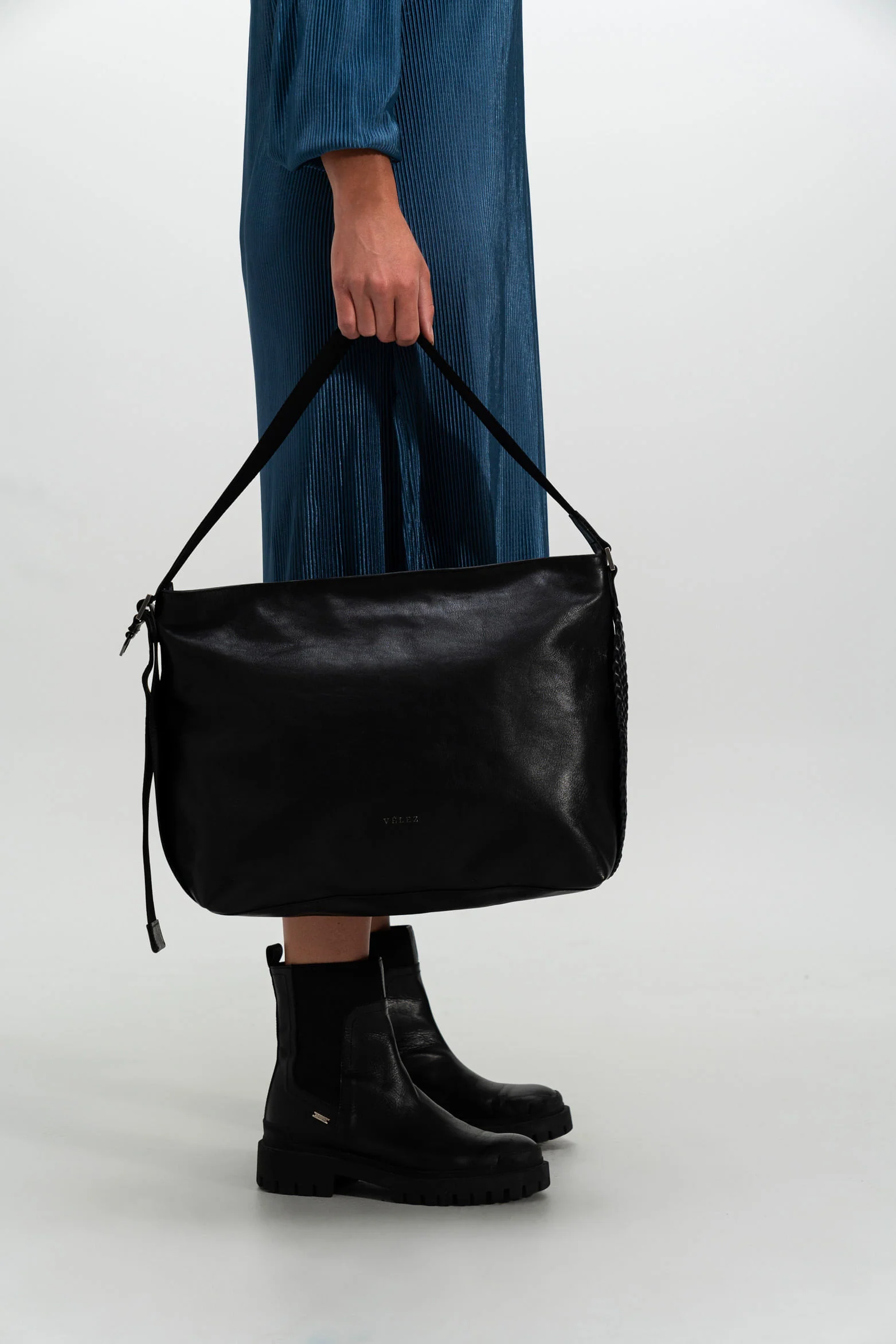Women’s Venus Bowling Handbags in Semi-Shine Smooth Leather with Braided Detail - Image 9