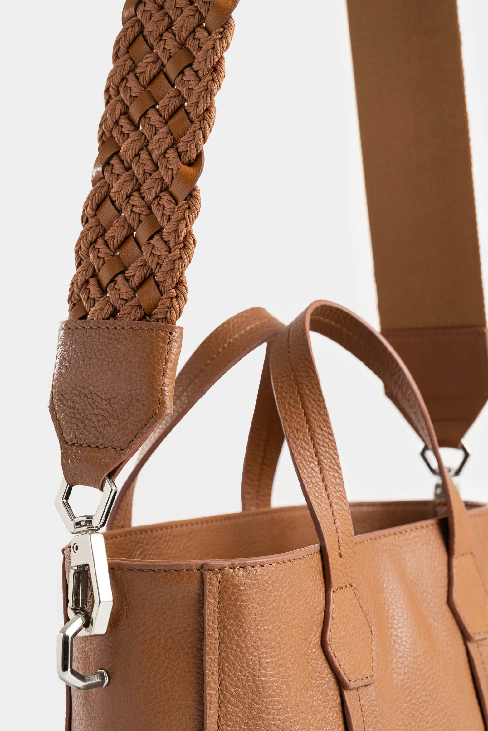 Women's Dalia Leather Shopping Bag with Braided Detail - Image 4