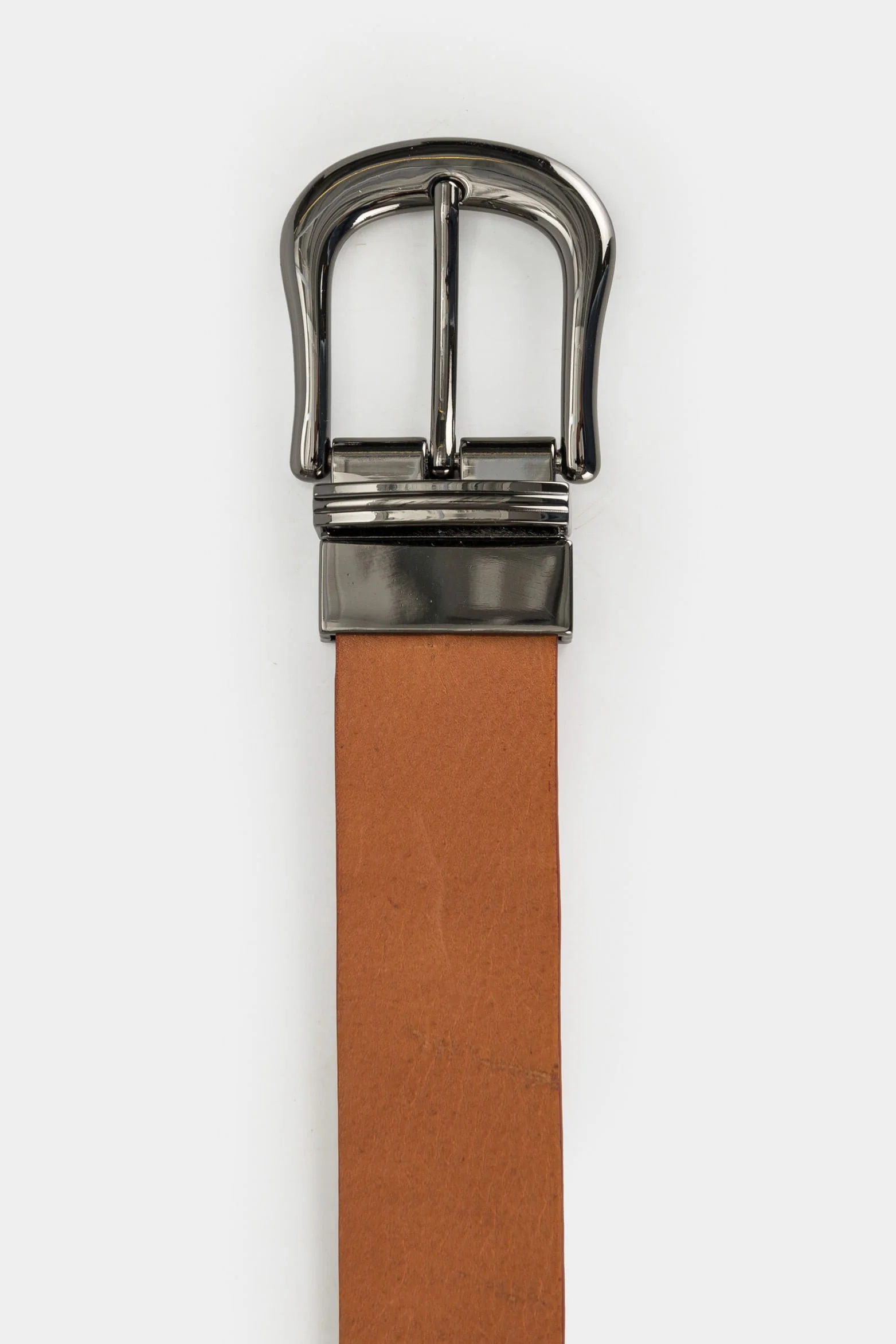 Women's reversible smooth leather belt in Citrine with aged honey - Image 3