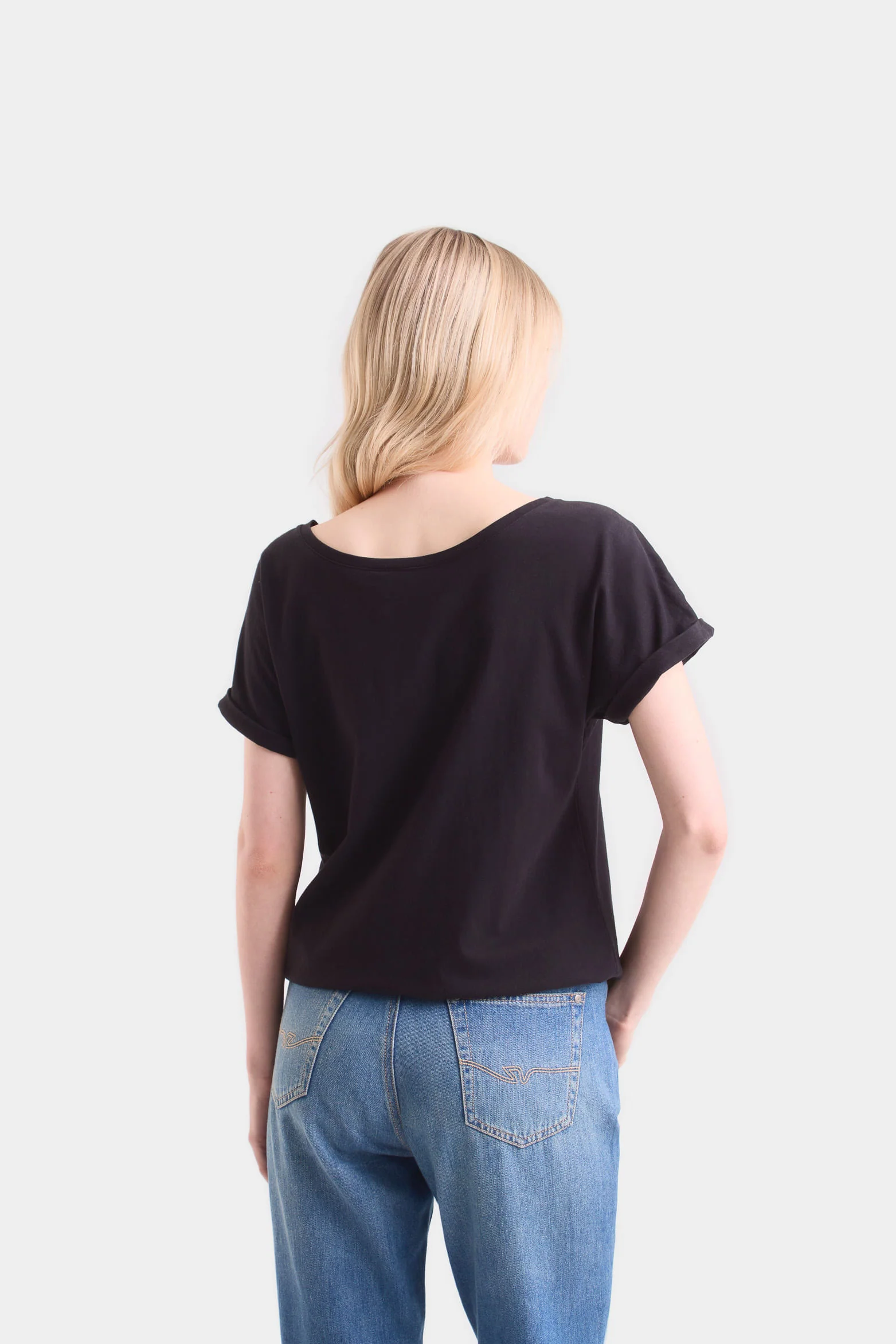 Women's Short Sleeve Blouse with Leather Pocket - Image 5