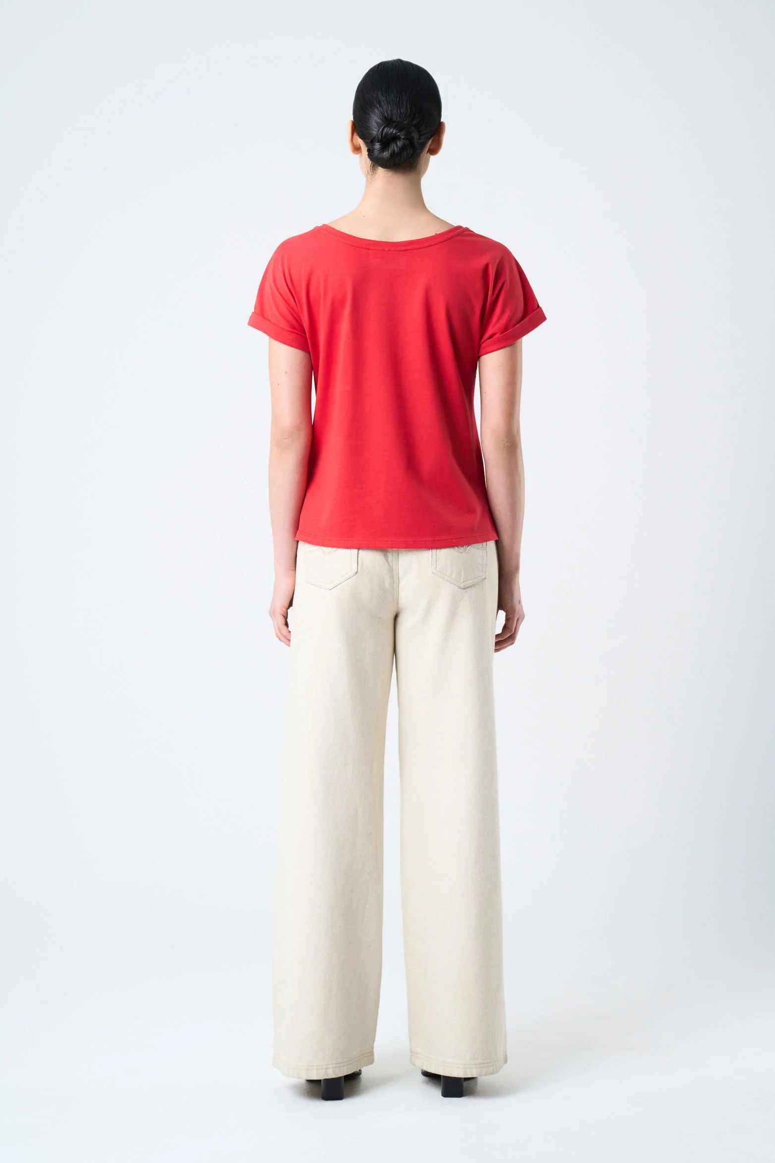 Women's Short Sleeve T-Shirt with Leather Pocket - Image 3