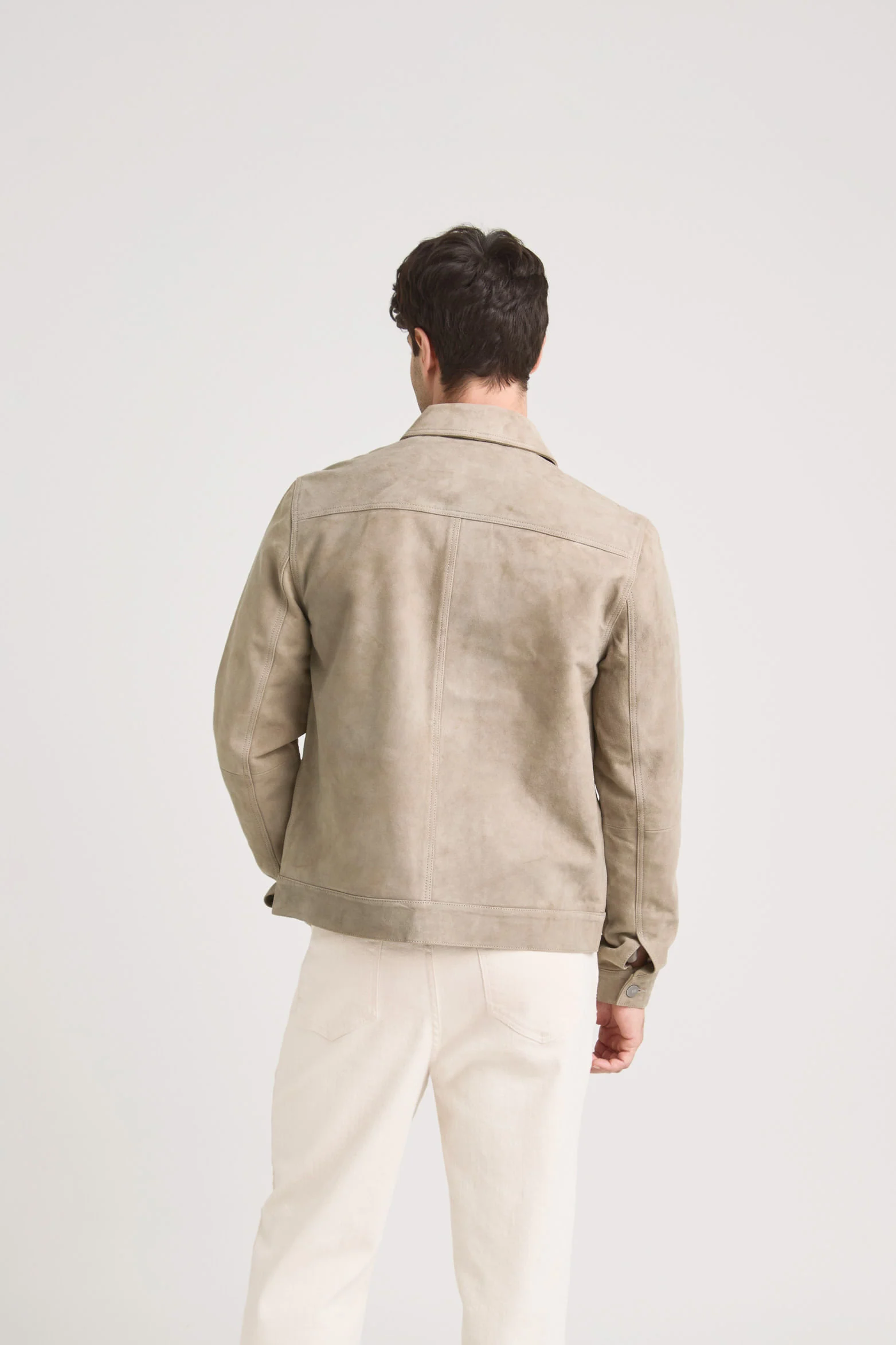 Zambeze Suede Trucker Jacket for Men with Shirt Collar - Image 6