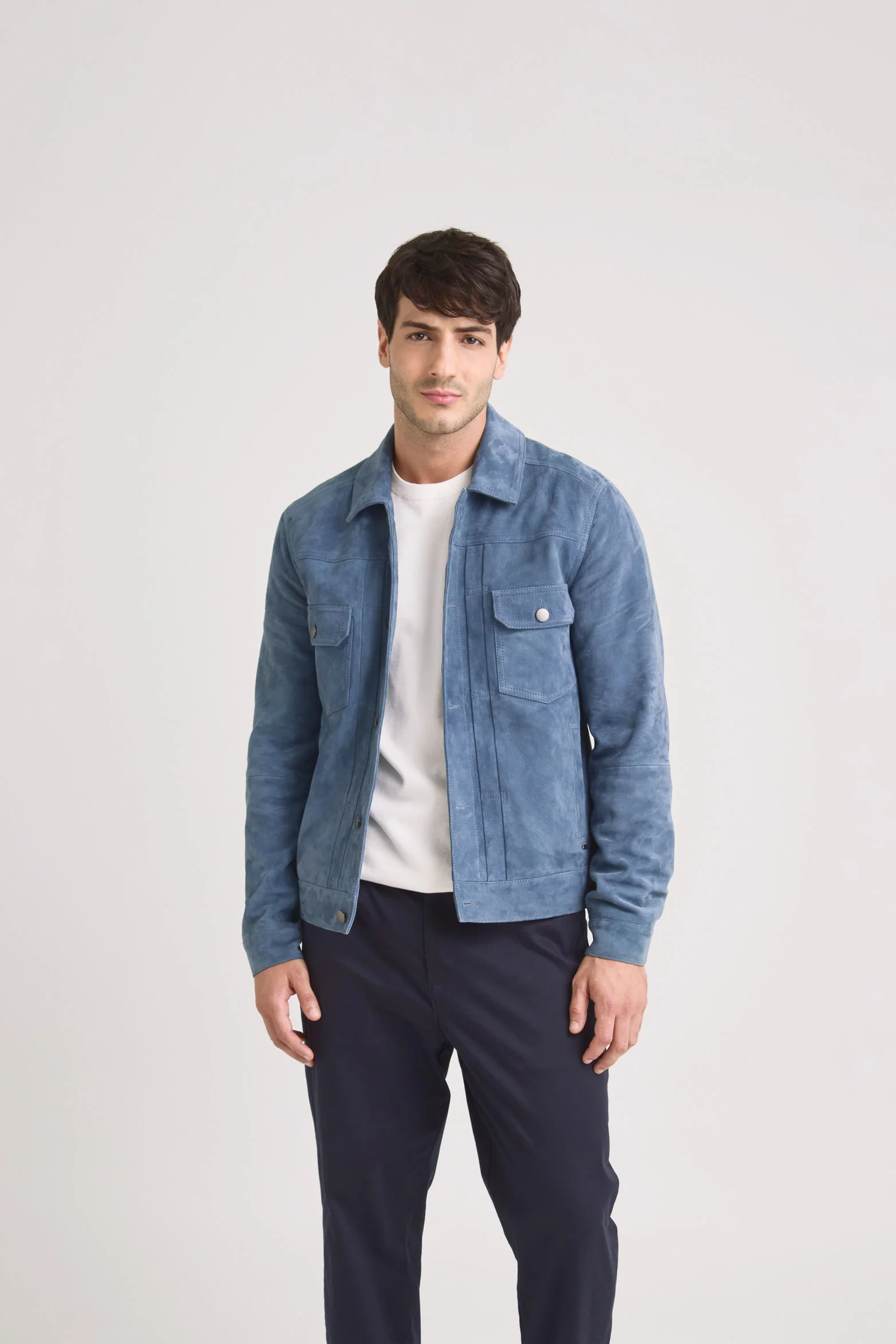 Zambezeuede Jacket for Men withhirt Collar Lilac
