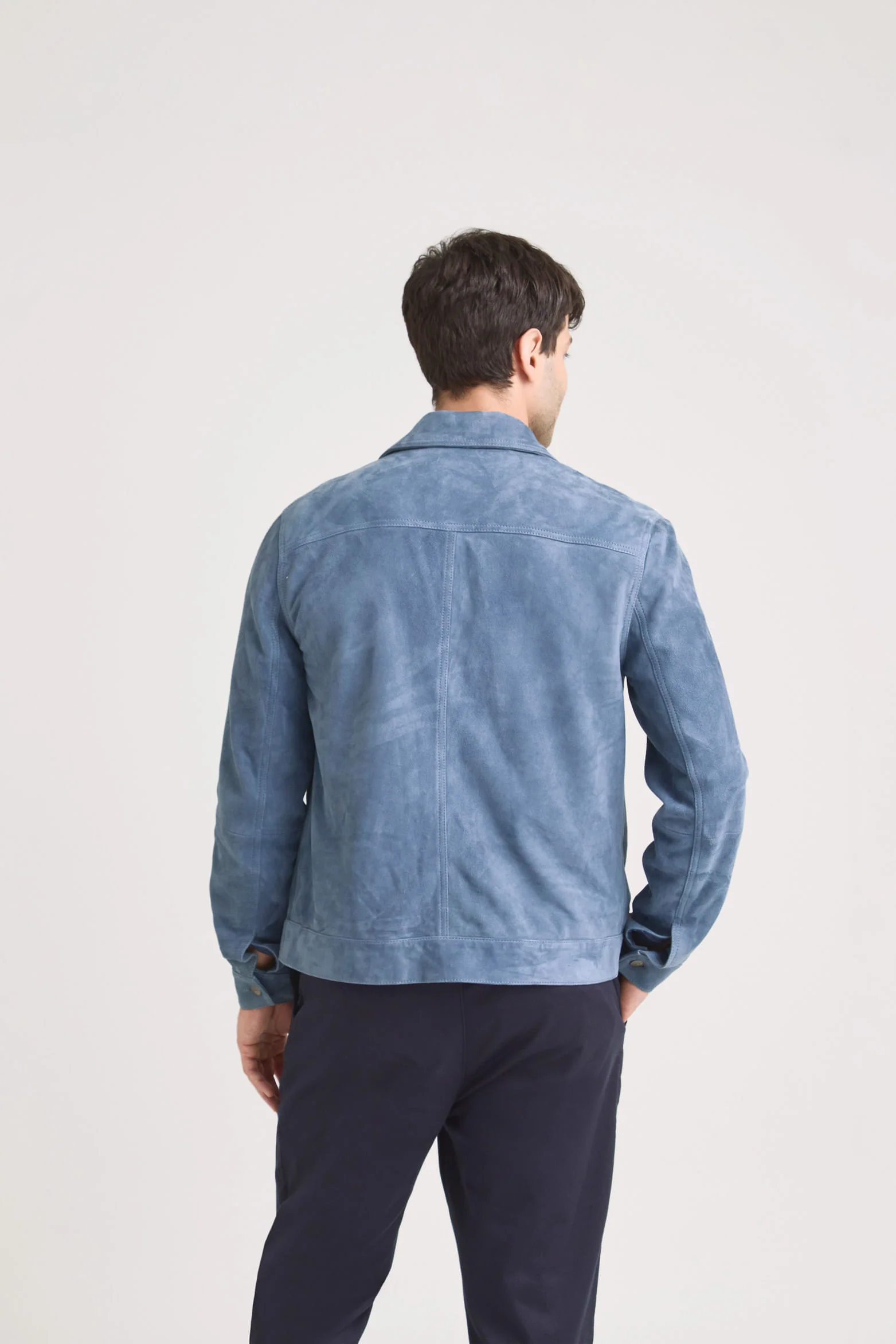 Zambezeuede Jacket for Men withhirt Collar Lilac - Image 5