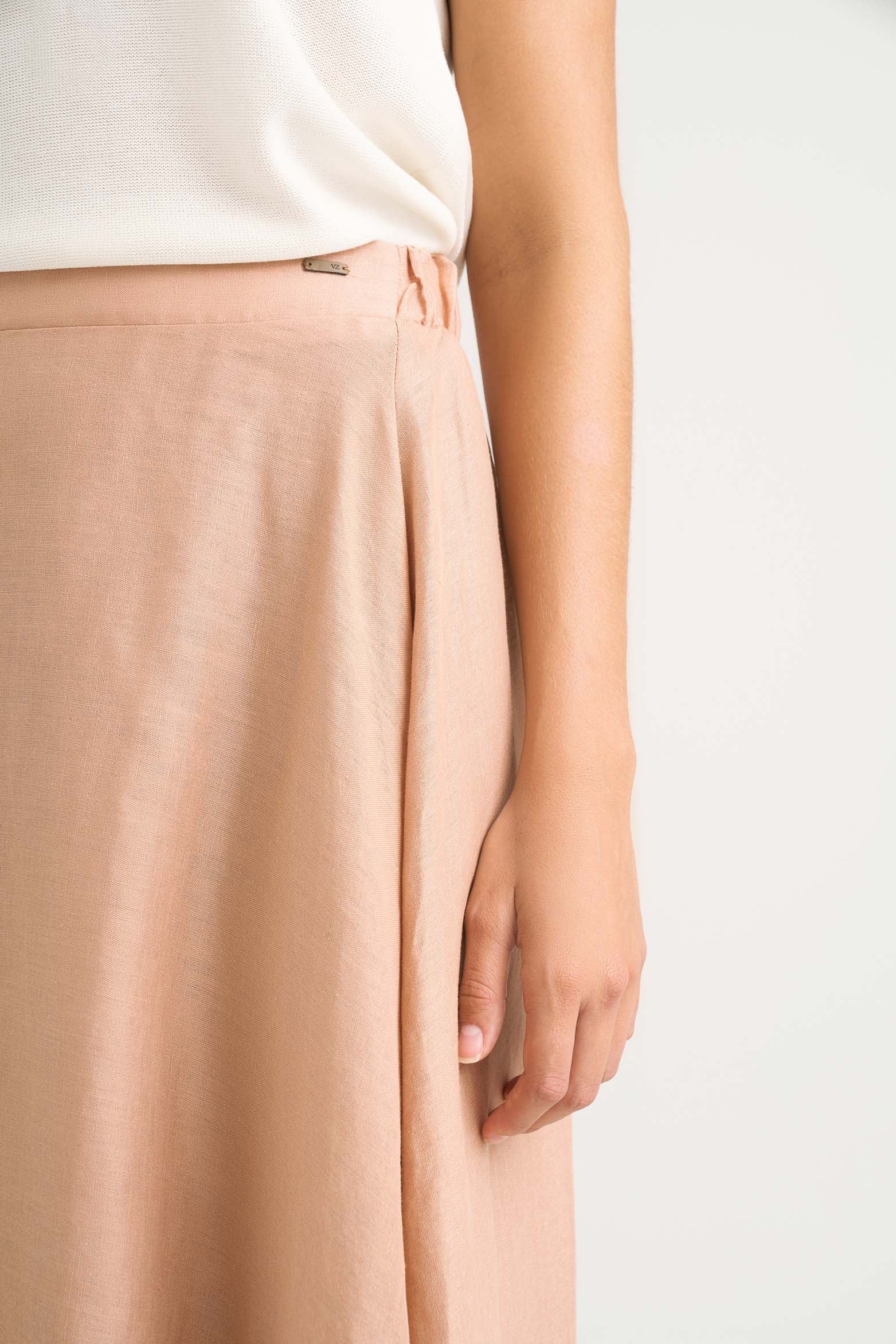 Zaria Long Plain Textile Semi-Circular Skirt for Women - Image 2