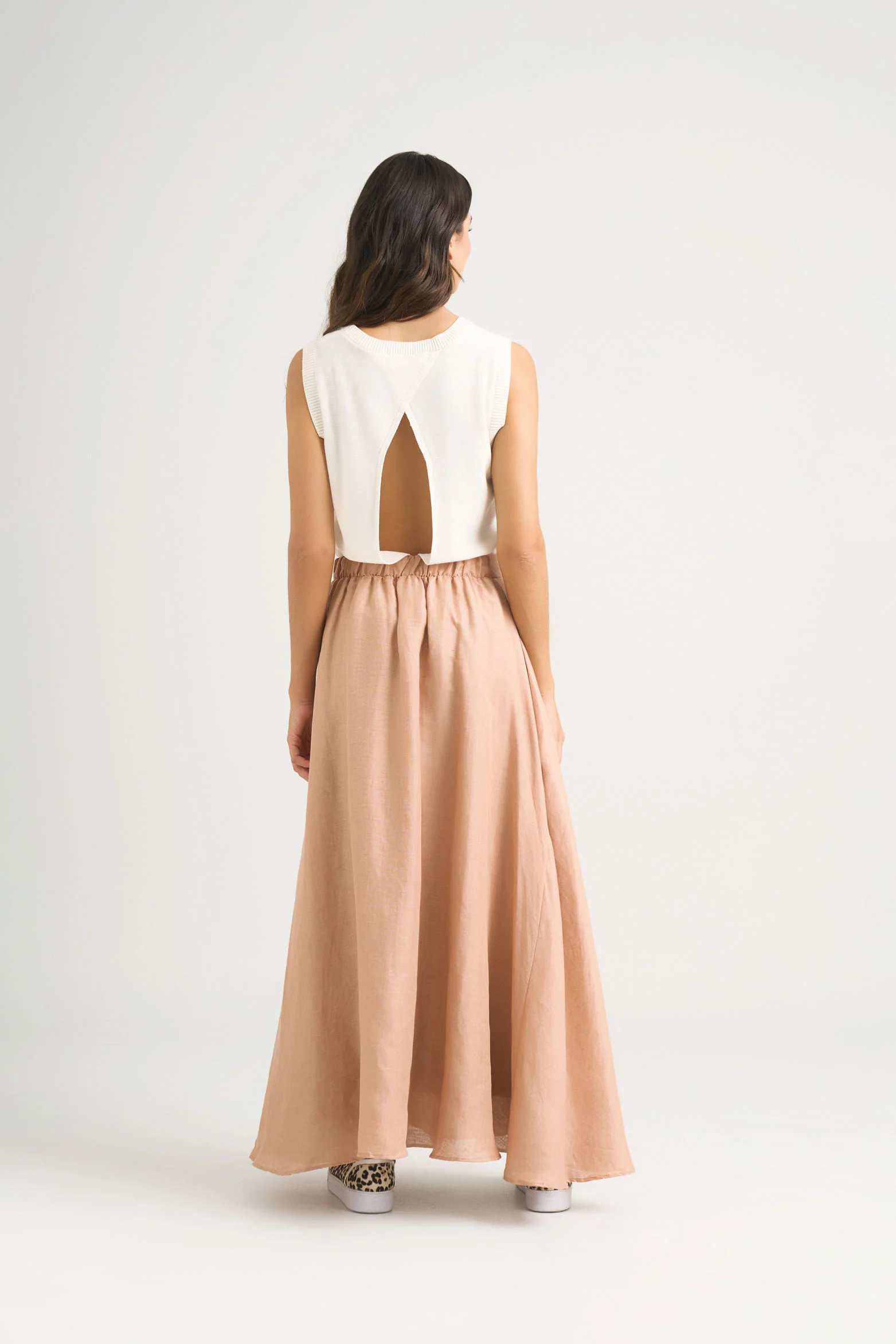 Zaria Long Plain Textile Semi-Circular Skirt for Women - Image 5